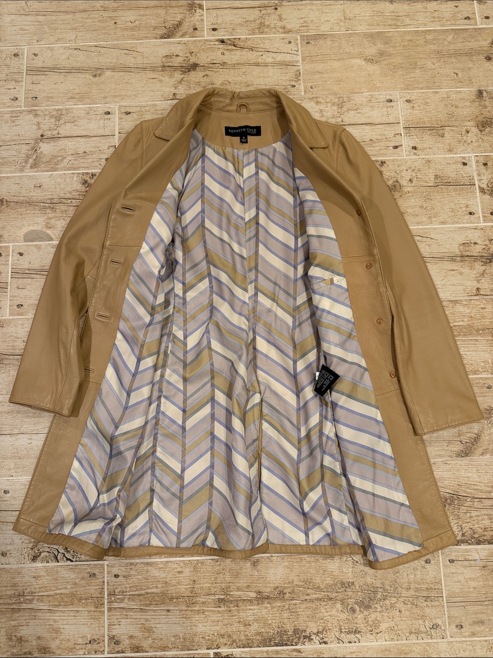 Kenneth Cole Beige/Tan Leather Trench Coat - Picture 2 of 5